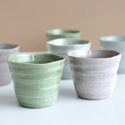 SHIMO - Tasse en céramique du Japon x 6 – Tasse 3 couleurs 200ml x6