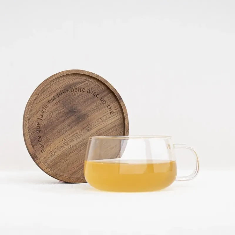KATSUKO - Tasse design verre et soucoupe bois – Tasse en verre et soucoupe en bois Human & Tea -  250ml